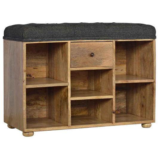 Black Tweed 1 Drawer Bench
