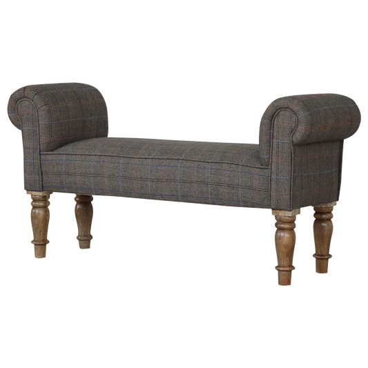 Multi Tweed Turned Bedroom Bench