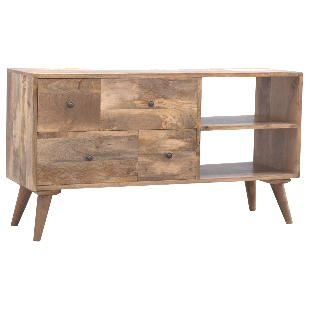 Oak-Style Multi Drawer Media Unit