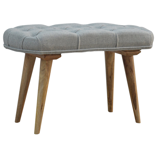 Deep Button Grey Tweed Bench