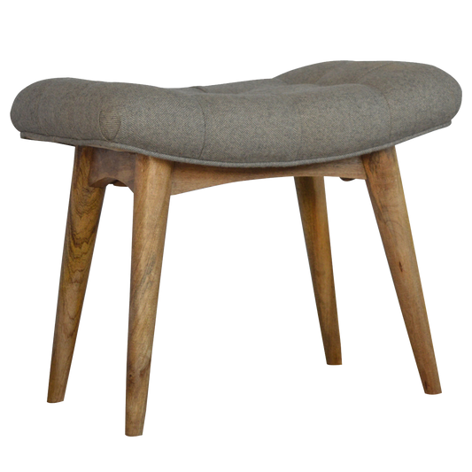 Curved Grey Tweed Bench