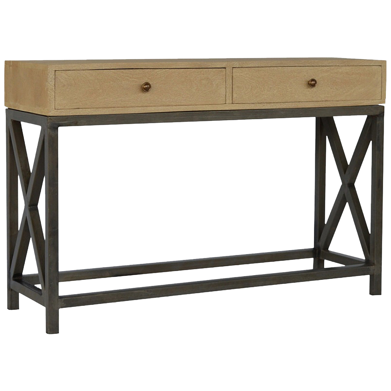 Mango Wood Metal Base Console Table