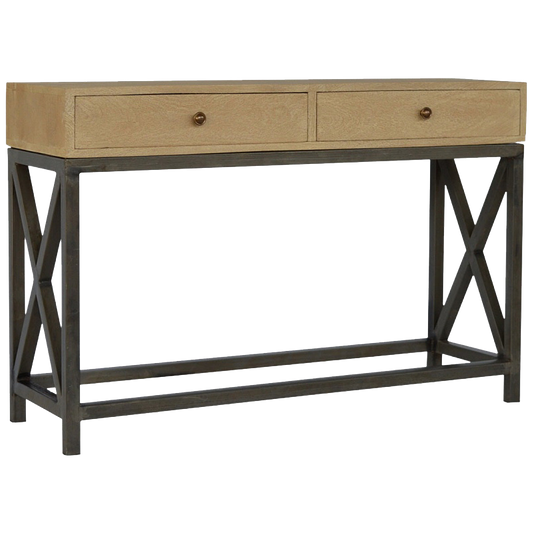 Mango Wood Metal Base Console Table