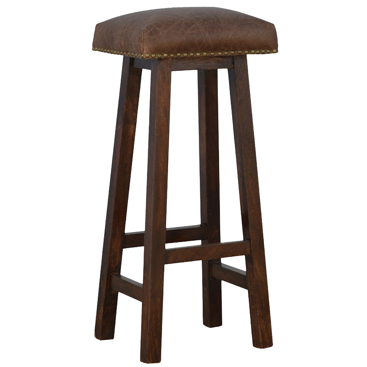 Buffalo Brass Leather Bar Stool