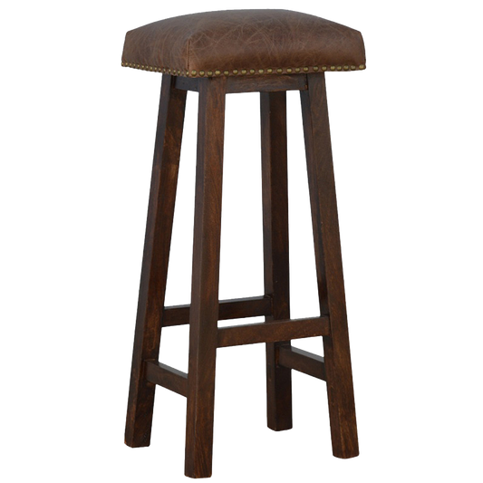Buffalo Brass Leather Bar Stool
