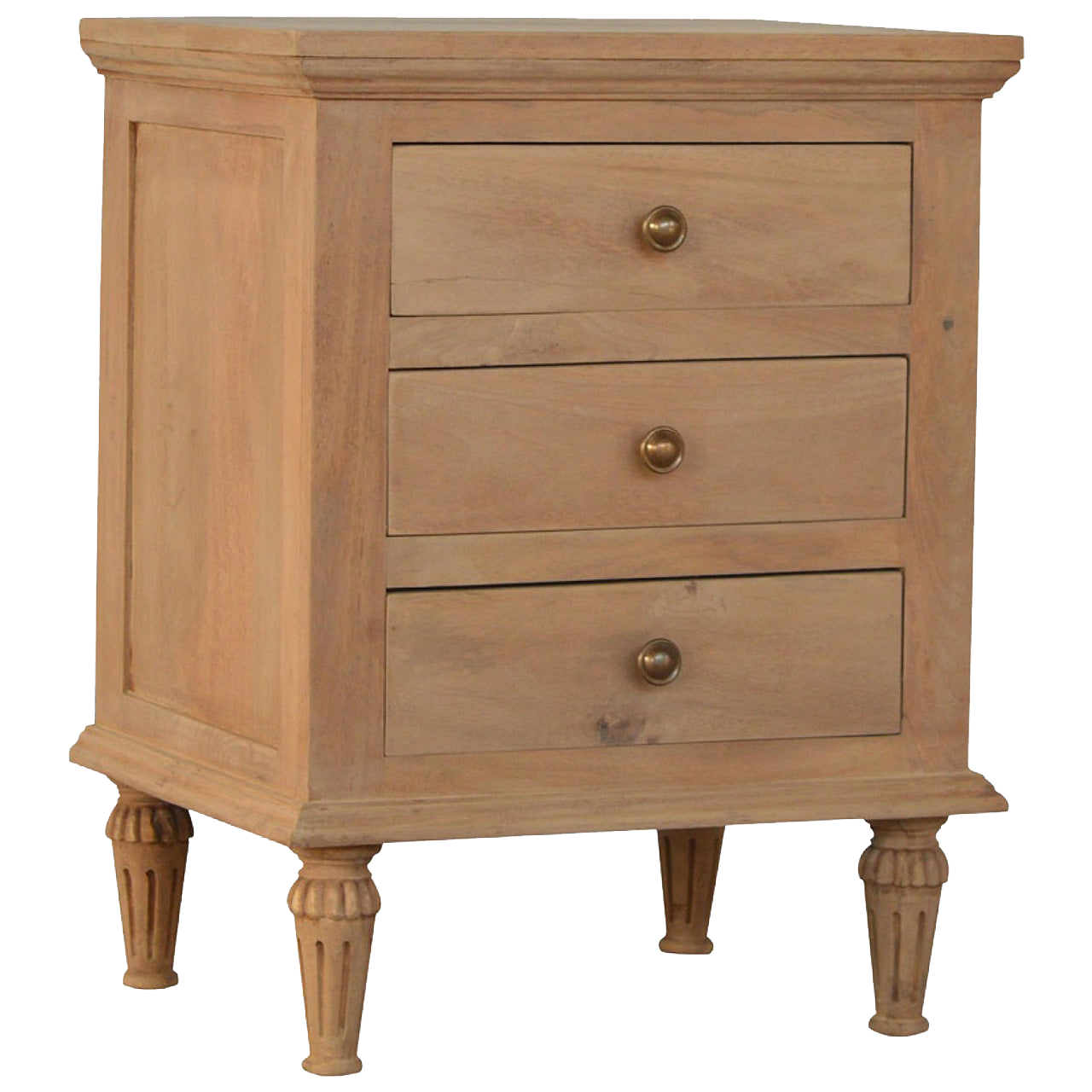 3 Drawer Mango Wood Bedside Table