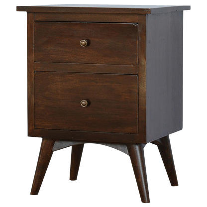 Walnut 2 Drawer Nordic Bedside