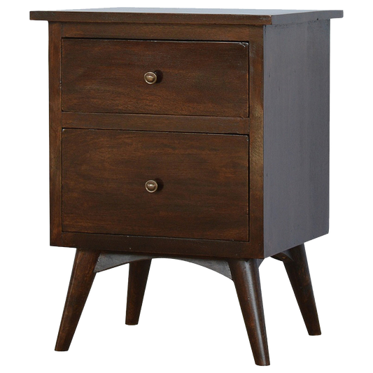 Walnut 2 Drawer Nordic Bedside