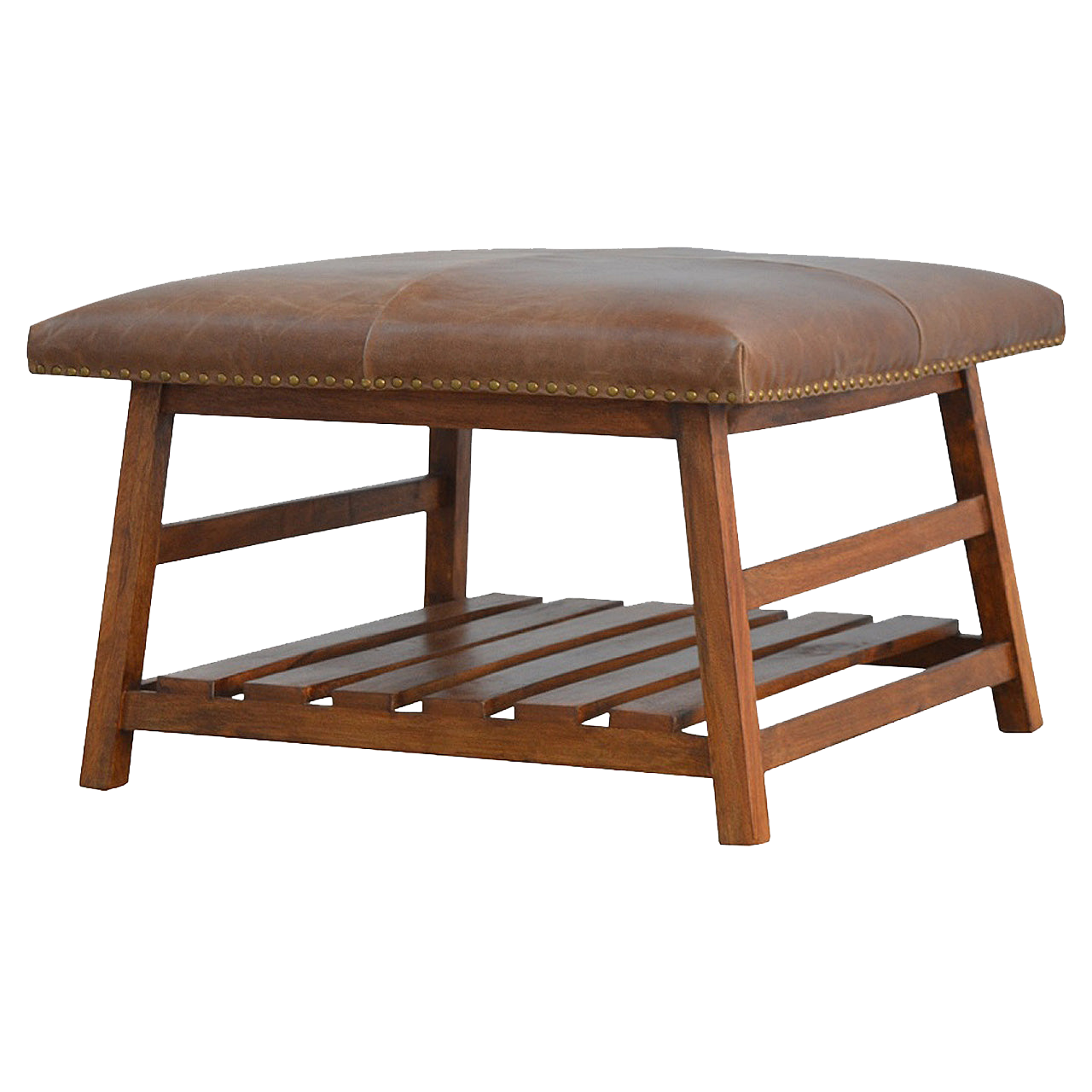 Buffalo Hide Square Foot Stool
