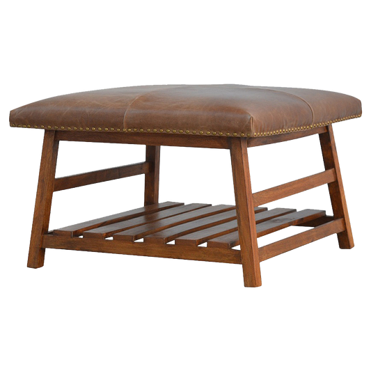 Buffalo Hide Square Foot Stool
