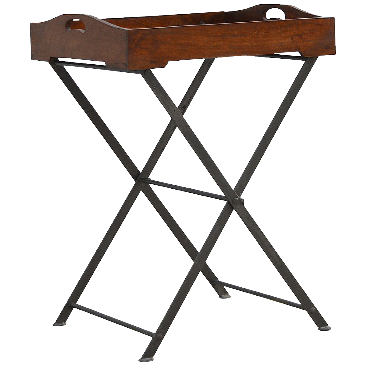 Wood Tray With Cross Iron Base