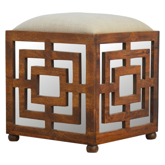 Carved Linen Seat Footstool