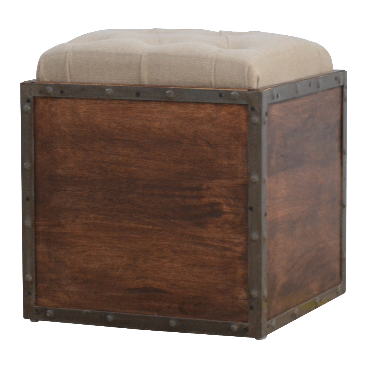Iron Padded Storage Footstool