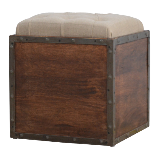 Iron Padded Storage Footstool