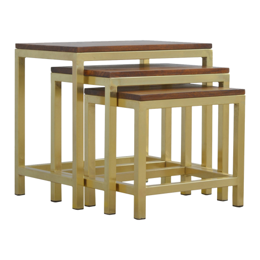 Chunky Gold Stool Set of 3