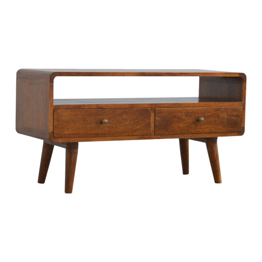 Curved Chestnut Media Unit
