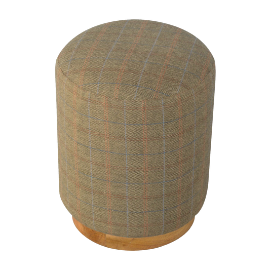 Multi Tweed Round Footstool