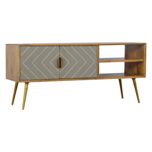 Sleek Cement Brass Inlay Media Unit