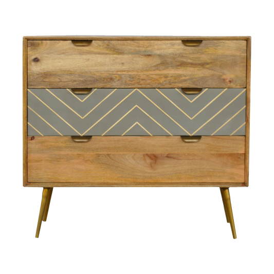 Sleek Cement Brass Inlay Chest