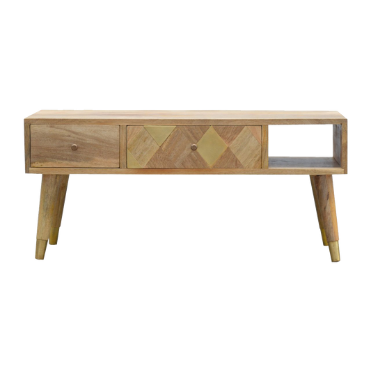Oak-Style Gold Inlay Media Unit