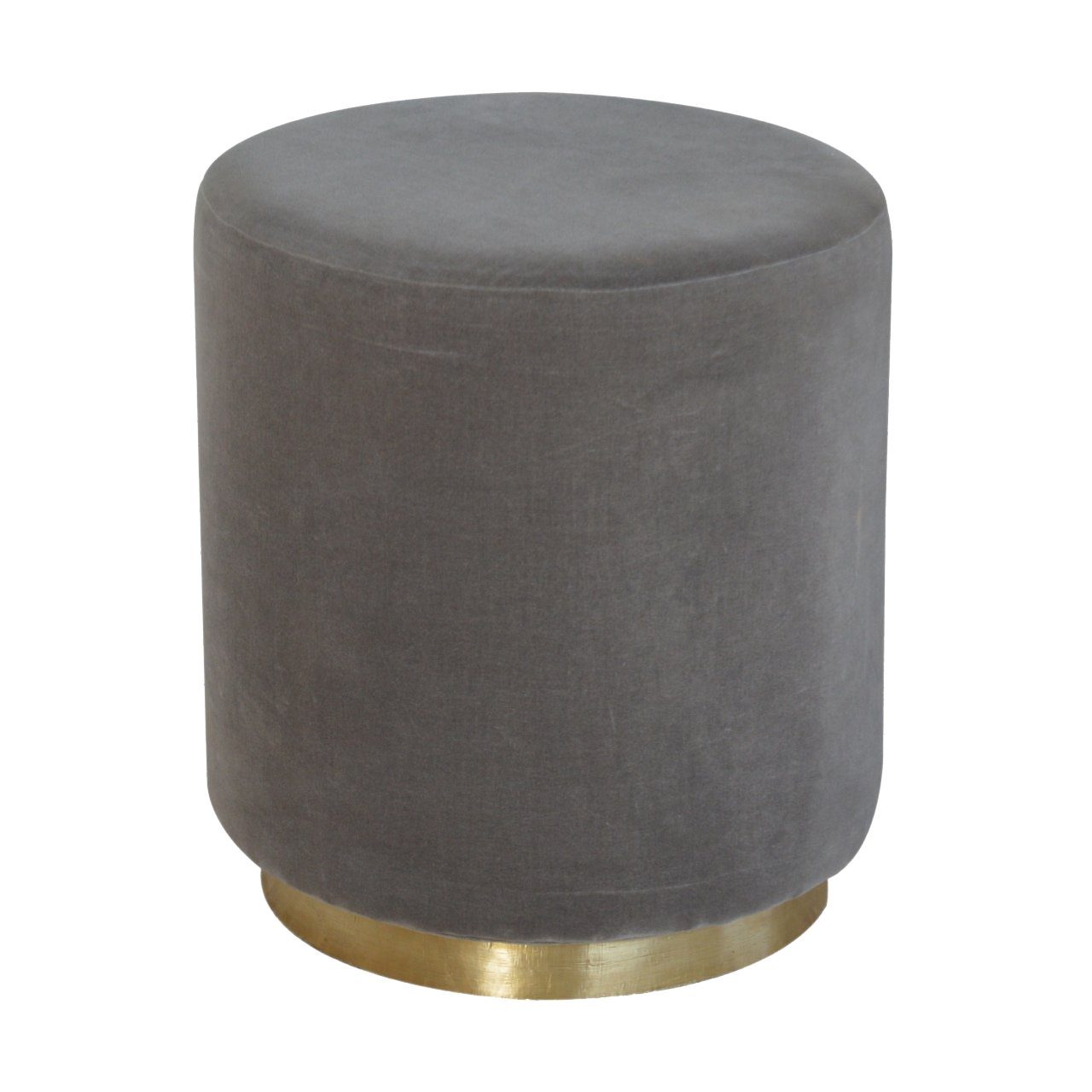 Gold Base Grey Velvet Footstool