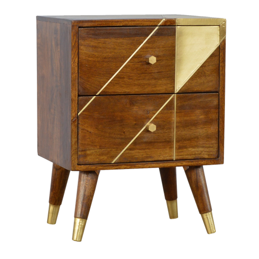 Gold Geometric Chestnut Bedside