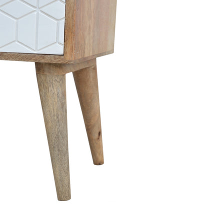 Sleek White Carved Bedside