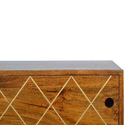Solid Wood Brass Inlay Media Unit