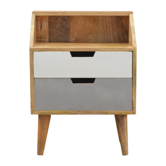 White and Grey Raised Bedside Table