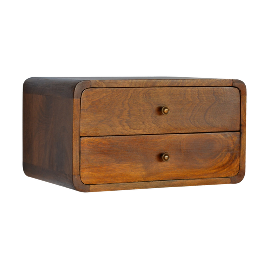 Floating Curved Chestnut Bedside