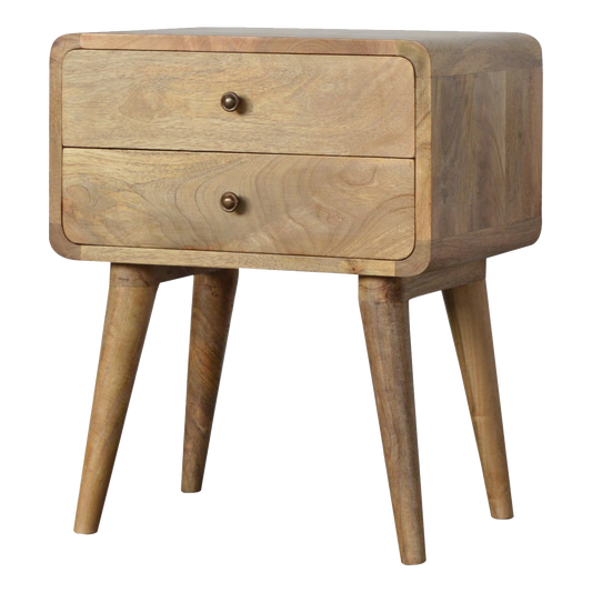 Curved Oak-ish Bedside