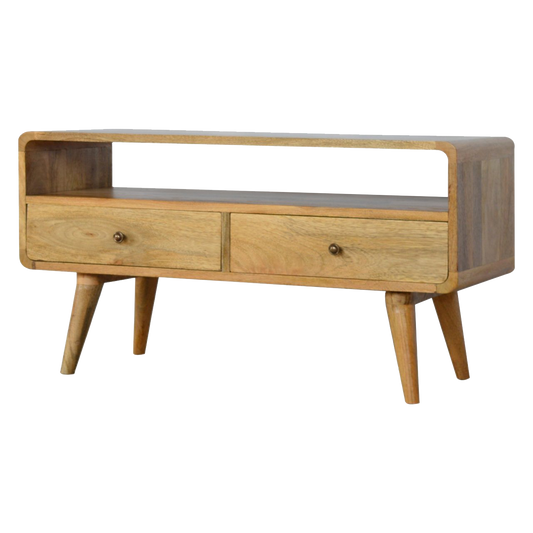 Curved Oak-ish Media Unit