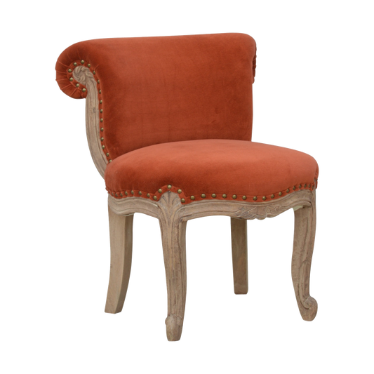 Brick Red Velvet Studded Chair