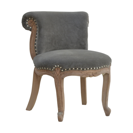 Grey Velvet Studded Chair
