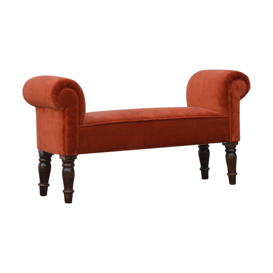 Brick Red Velvet Bench