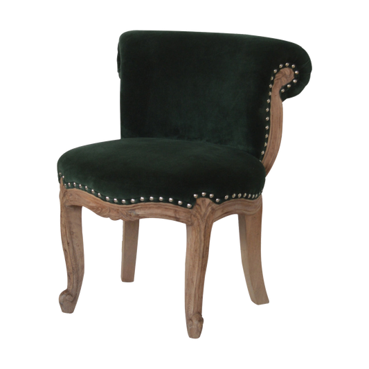 Emerald Green Velvet Studded Chair