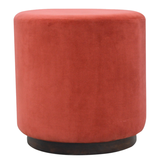 Large Brick Velvet Wooden Footstool