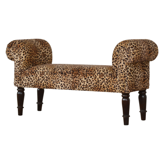 Leopard Print Velvet Bench