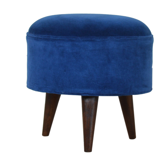 Royal Blue Velvet Nordic Footstool
