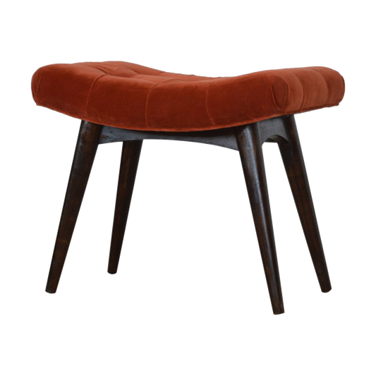 Brick Cotton Velvet Curve Bench